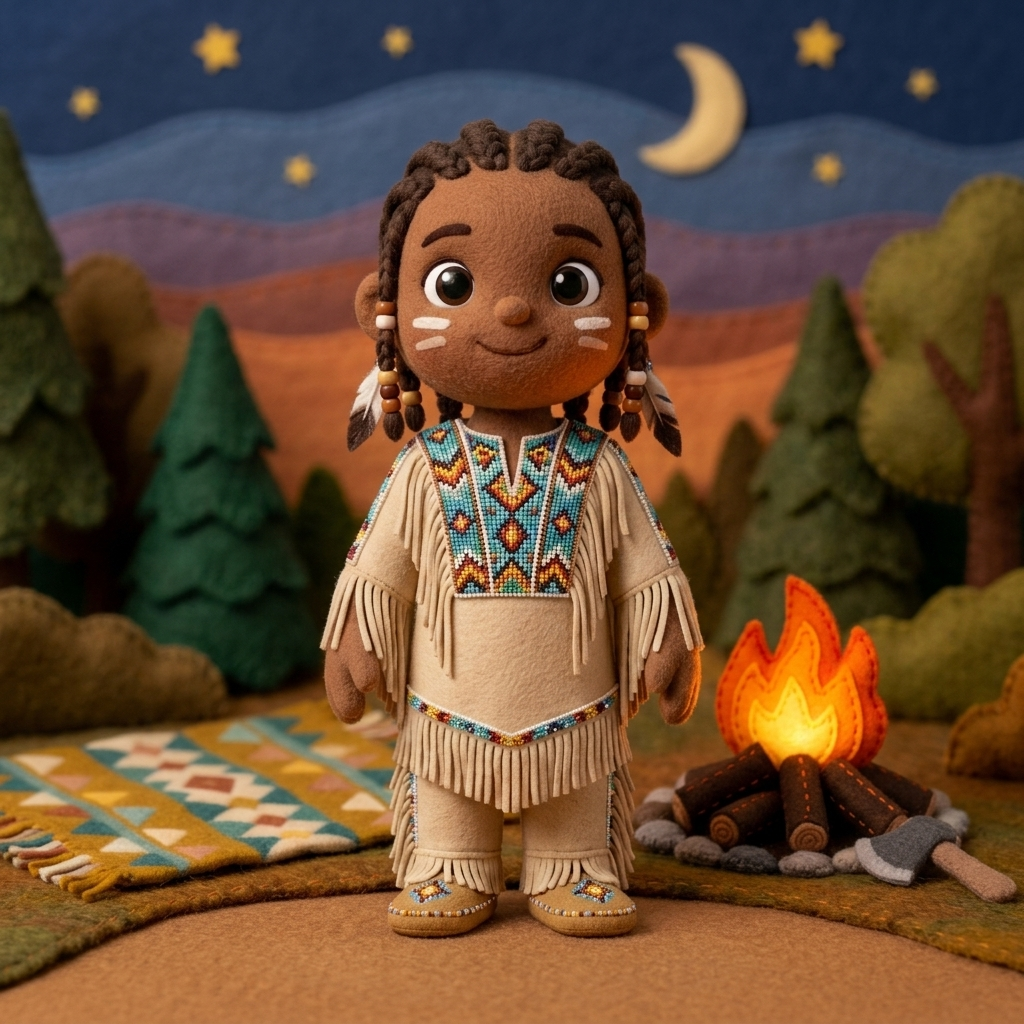 Witahemmo Tallbear at a handmade felt ceremony campfire — the heart of The Gathering